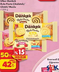 ÜLKER DANKEK RULO PASTA ÇİKOLATALI/MUZLU/ÇİLEKLİ 235 G